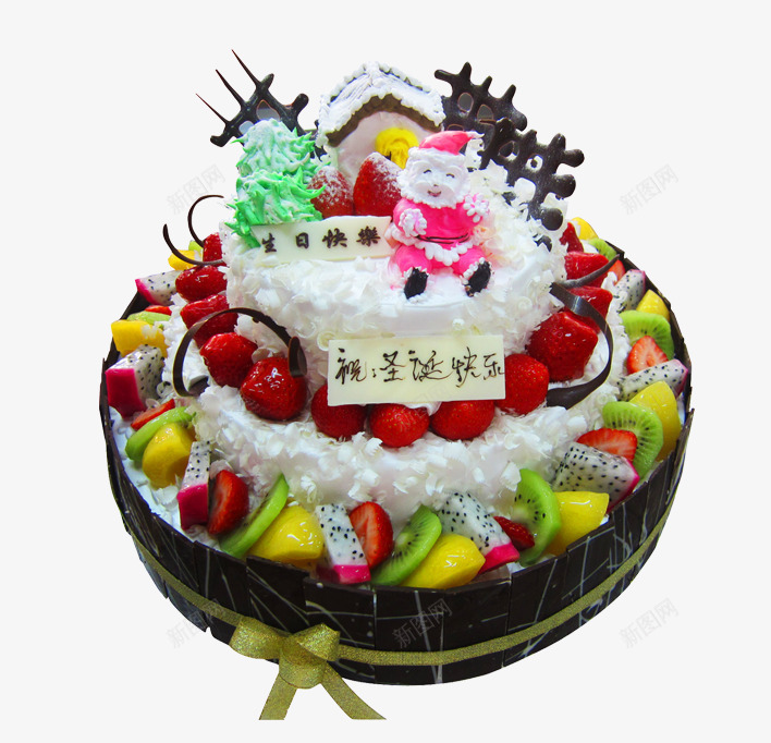 圣诞节蛋糕png免抠素材_新图网 https://ixintu.com 圣诞老人 寿蛋糕 水果蛋糕 草莓