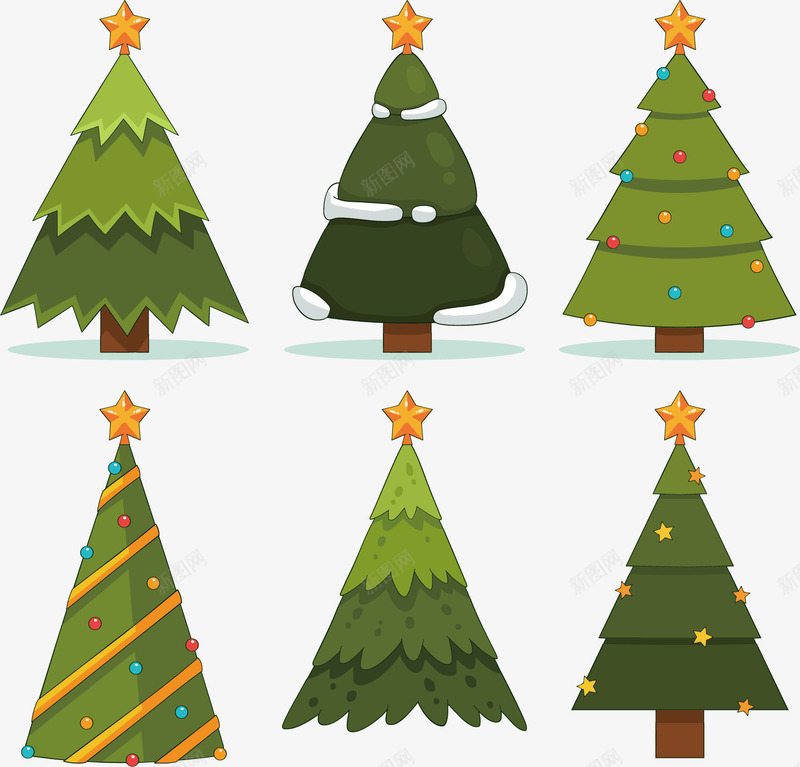 绿色圣诞树矢量图ai免抠素材_新图网 https://ixintu.com 五角星 创意 卡通手绘 圣诞树 树木 水彩 白雪 绿色 矢量图