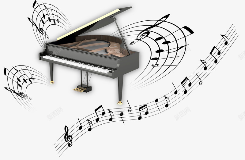 音乐教育png免抠素材_新图网 https://ixintu.com 五线谱 模板 钢琴 音乐教室 音符