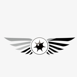 黑色联想电脑免费下载手绘黑白羽翼徽章装饰高清图片