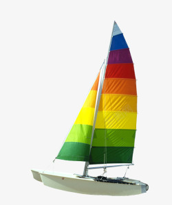 上部彩虹色的帆船上部高清图片