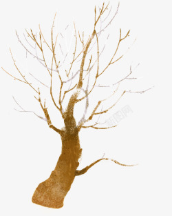 棕色冬季树枝雪花素材