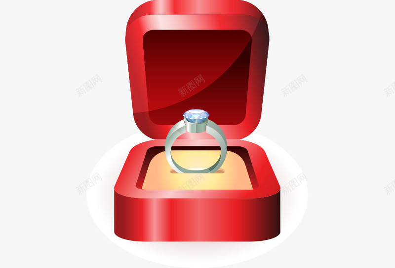 结婚钻戒指环红色礼盒png免抠素材_新图网 https://ixintu.com 指环 求婚 结婚 钻戒