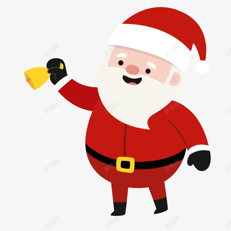 红白色卡通拿铃铛圣诞老人矢量图ai免抠素材_新图网 https://ixintu.com 卡通 圣诞 圣诞老人 拿铃铛 白色 红色 黑色 矢量图