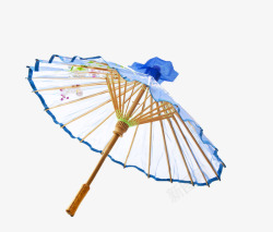 白色油纸伞蓝边油纸伞高清图片
