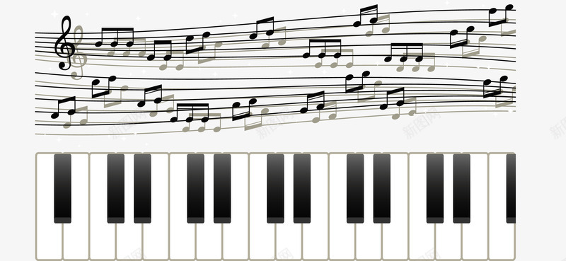 黑白色钢琴键png免抠素材_新图网 https://ixintu.com 悠扬乐谱 钢琴 钢琴键 音符