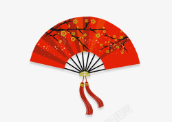红色中国风扇子中国风扇子高清图片