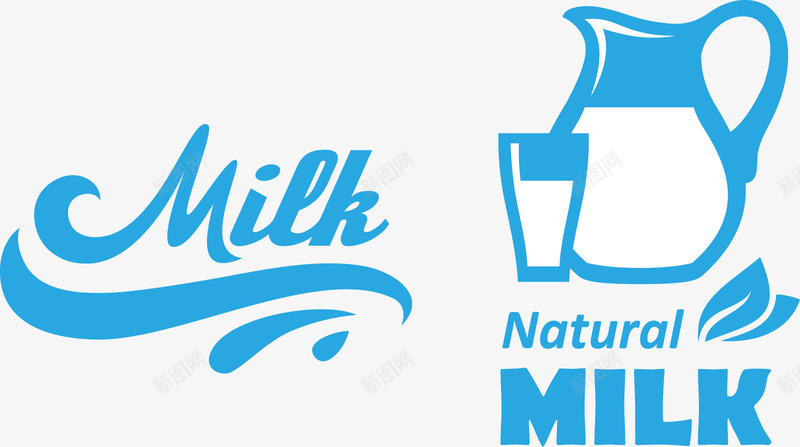 milk牛奶图标蓝色文字矢量图ai_新图网 https://ixintu.com milk 图标 文字 牛奶 蓝色 矢量图