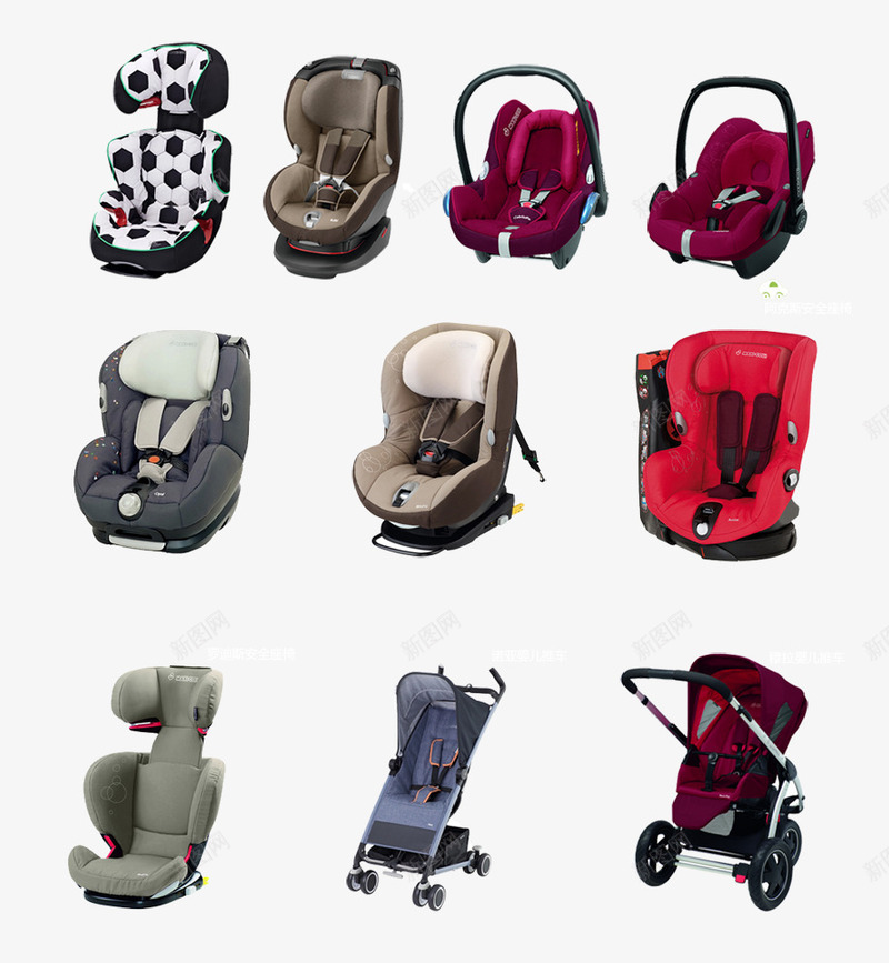 婴童用品png免抠素材_新图网 https://ixintu.com PNG元素 免费下载 婴儿推车 安全座椅 生活用品