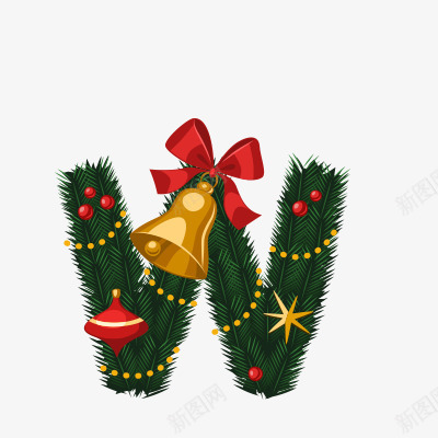 圣诞节字母Wpng免抠素材_新图网 https://ixintu.com 圣诞素材 圣诞节字体 字母W