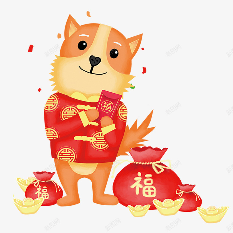 卡通狗年吉祥中国风psd免抠素材_新图网 https://ixintu.com 2018 2018狗年 新年 新春大吉 狗年 狗年吉祥 金狗