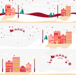 雪地街景粉色圣诞节小镇高清图片