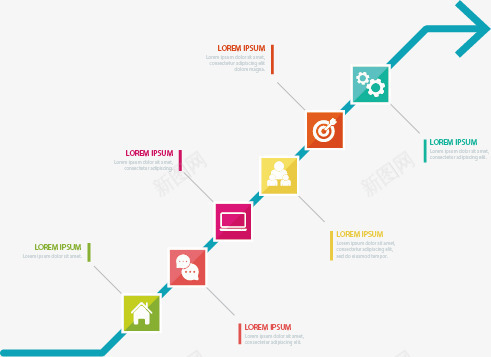 阶梯状信息图表矢量图ai免抠素材_新图网 https://ixintu.com PPT 信息 商务 图表 多彩 示意图 统计 说明 矢量图
