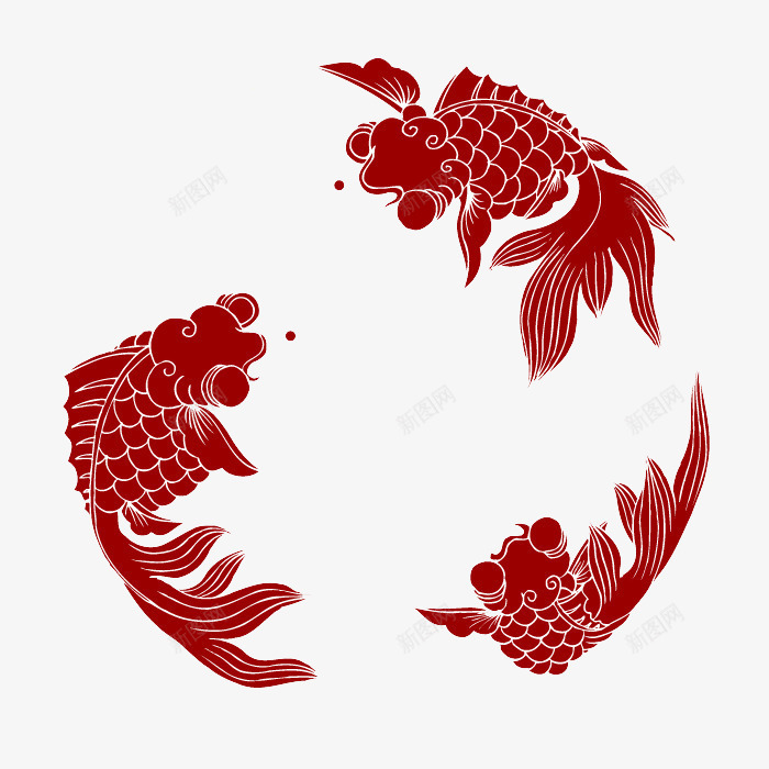动物鱼中国风png免抠素材_新图网 https://ixintu.com 中国传统元素设计 中国风创意设计中式元素图案 传统元素与现代设计