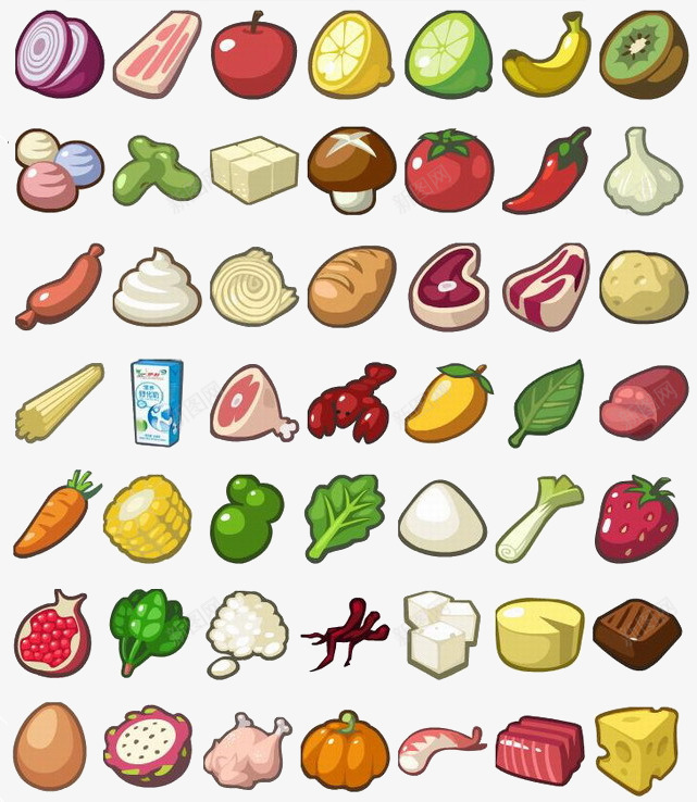 食品图标png_新图网 https://ixintu.com 土豆 水果 洋葱 牛奶 牛排 石榴 肉 草莓 蔬菜 香肠 香蕉