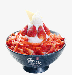 碗中的奶油一碗草莓雪花冰高清图片