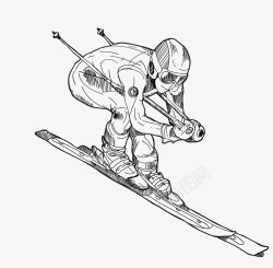 手绘滑雪运动员矢量图素材