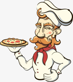 微笑披萨卡通人物厨师高清图片