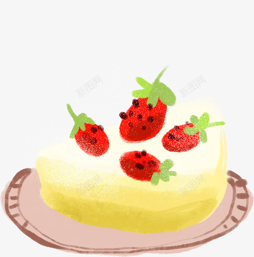 手绘水擦美味的草莓蛋糕png免抠素材_新图网 https://ixintu.com 美味 草莓 蛋糕