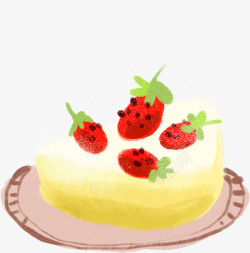 手绘水擦美味的草莓蛋糕素材