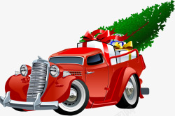 圣诞节红色卡通车辆素材