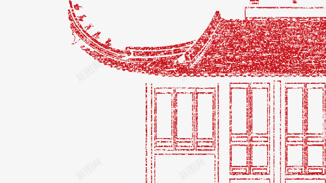 创意古风建筑印花装饰png免抠素材_新图网 https://ixintu.com 中国风 印花 古风 建筑 装饰图案