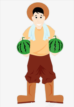 矢量果农拿西瓜的果农高清图片