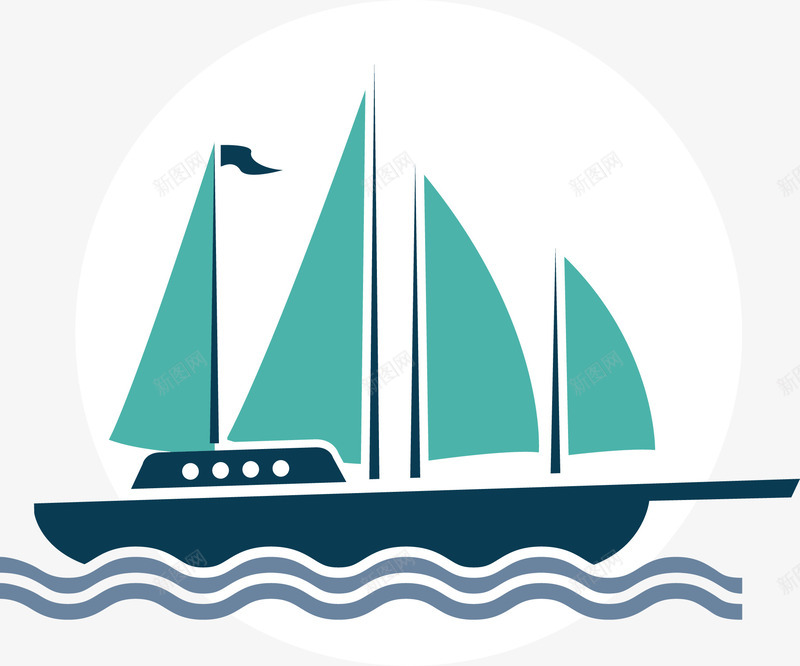 蓝色帆船png免抠素材_新图网 https://ixintu.com 交通工具 俯视船 卡通船 帆船 彩色船 旅游 旅游工具 船 轮船
