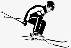 手绘滑雪运动并排迷你风格滑雪图标高清图片