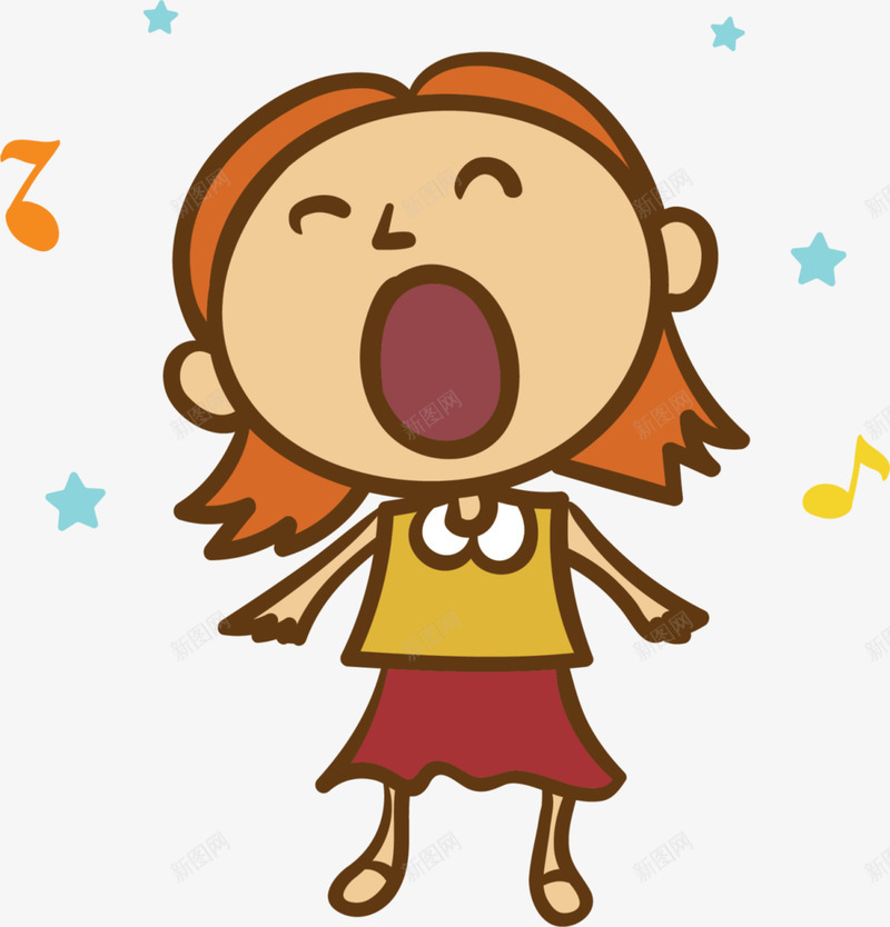 唱歌的女孩手绘图png免抠素材_新图网 https://ixintu.com 唱歌 女孩 手绘图 歌声 美妙的 音乐 音符