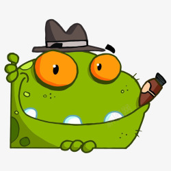 青蛙先生卡通微笑的可爱青蛙先生抽雪茄插高清图片