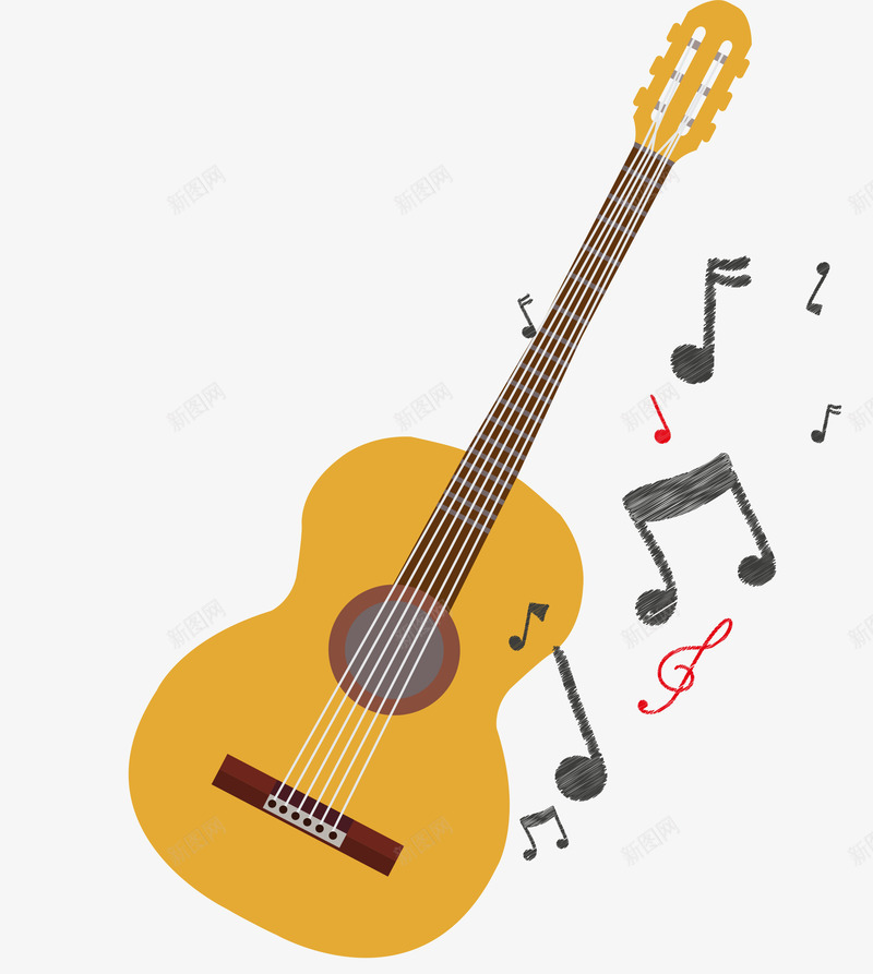 吉他png免抠素材_新图网 https://ixintu.com 吉他 吉他PNG 吉他社海报 手绘吉他 新图网 音乐 音符 高清吉他