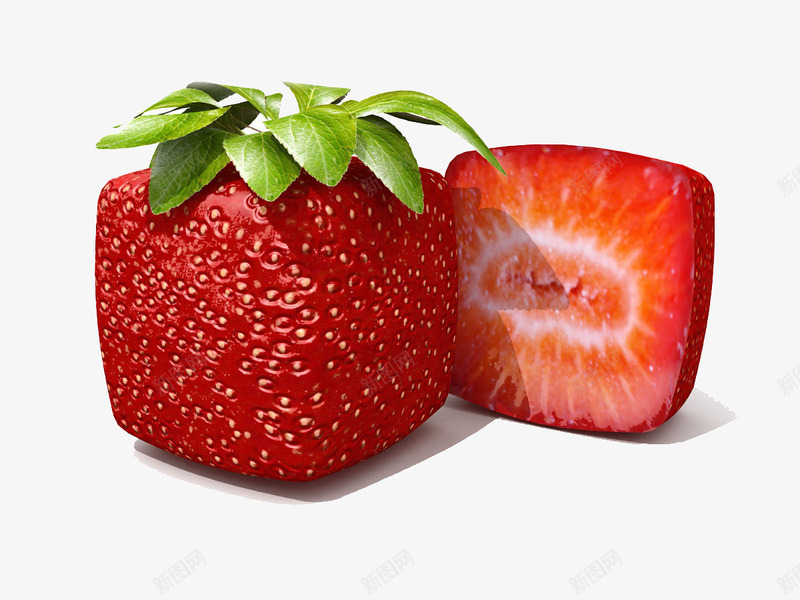创意水果方形草莓png免抠素材_新图网 https://ixintu.com 创意水果 方形草莓 水果