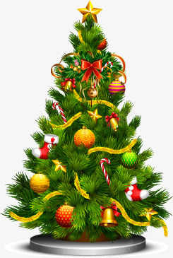 绚丽圣诞树装饰元素素材