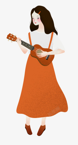 十月你好PPT插画十月你好弹吉他的女孩高清图片