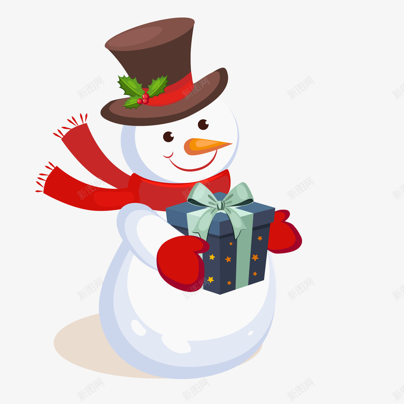 雪人送礼物png免抠素材_新图网 https://ixintu.com 卡通 围巾 圣诞节 平安夜 手套 礼物 雪人