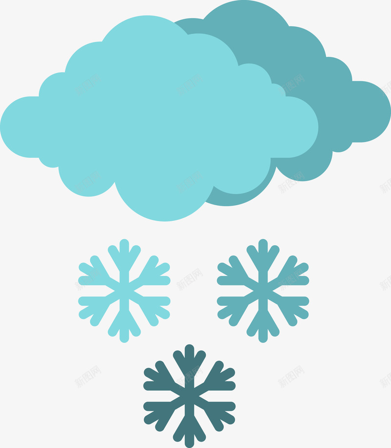 蓝色下雪图标png_新图网 https://ixintu.com 下雪 乌云 图标 多云 天气 太阳 彩色 恶劣天 恶劣天气 扁平 雪花 雷雨