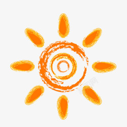 橙色蜡笔太阳卡通素材