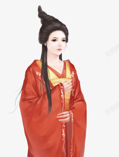 穿着红衣的漂亮古代美女png免抠素材_新图网 https://ixintu.com 古代 漂亮 穿着 红衣 美女