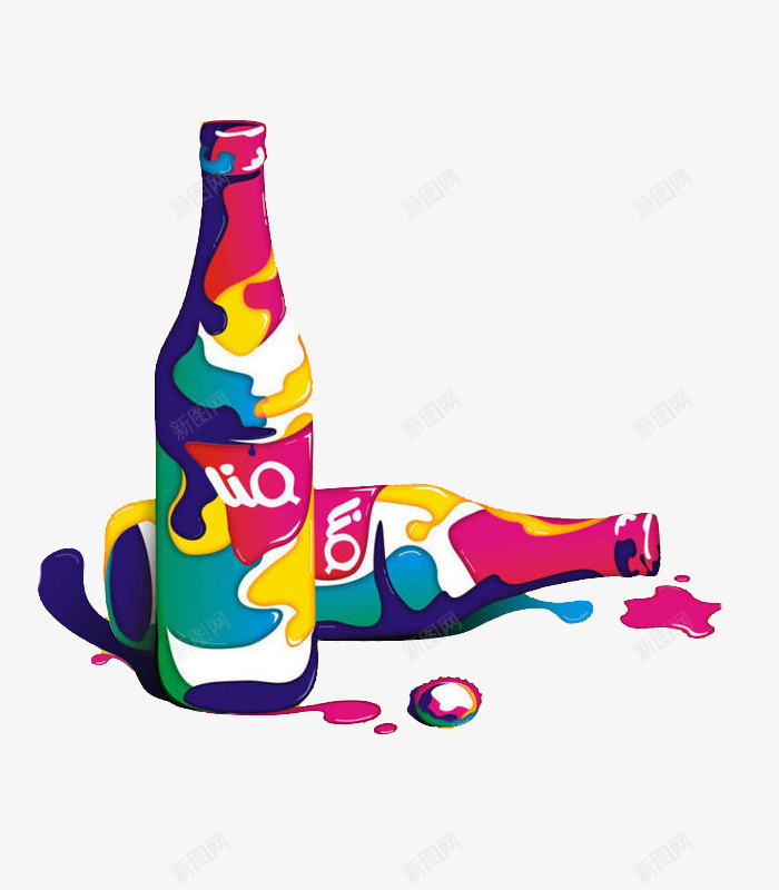 手绘油漆啤酒瓶png免抠素材_新图网 https://ixintu.com 啤酒 手绘瓶子 油漆 瓶子 酒瓶