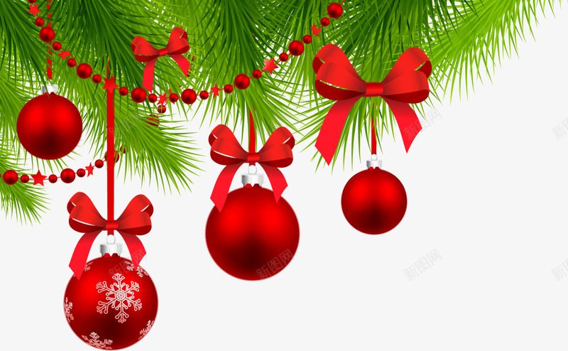 圣诞节红色圣诞球png免抠素材_新图网 https://ixintu.com 圣诞球挂饰 圣诞节挂饰 红色圣诞球 红色蝴蝶结 纯色圣诞球 绿色松叶