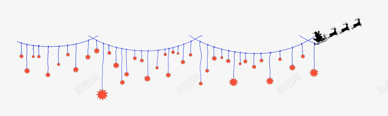 点缀装饰png免抠素材_新图网 https://ixintu.com 卡通装饰 圣诞节点缀装饰 红色点缀装饰 麋鹿拉圣诞老人剪影