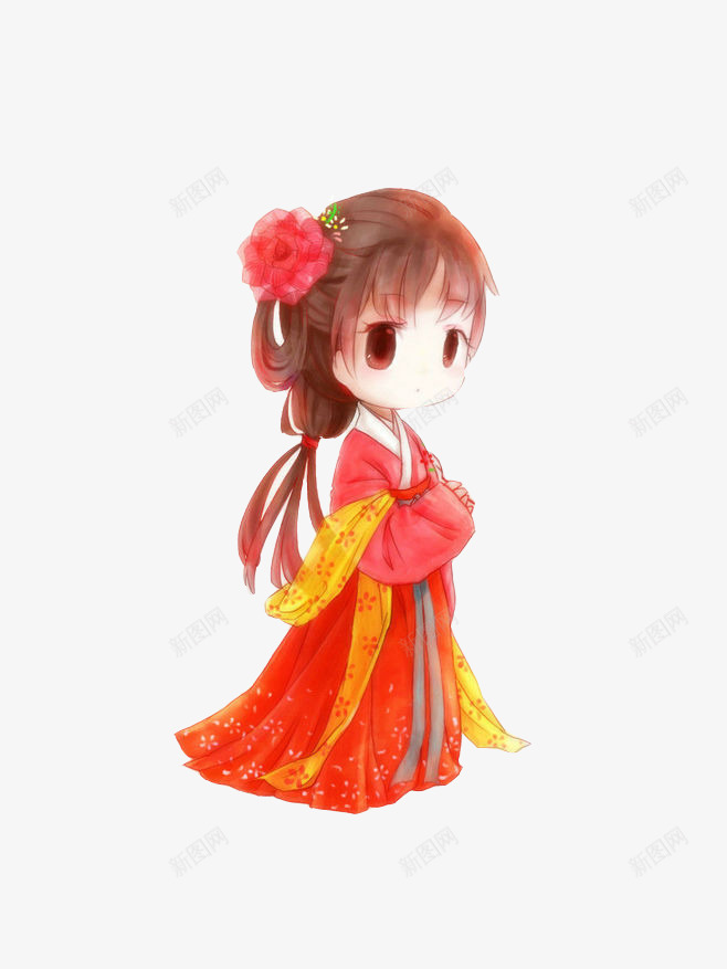 汉服女孩png免抠素材_新图网 https://ixintu.com 中国风 女孩 水粉 汉服少女