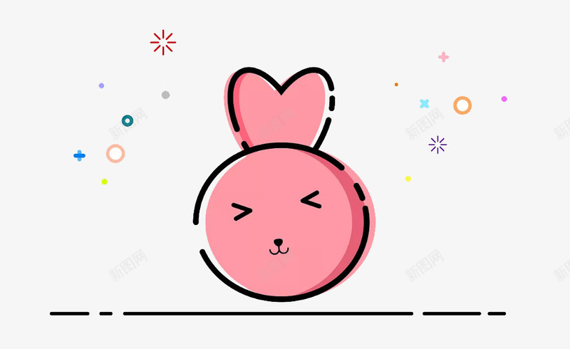 粉色的小兔子mbe风格png免抠素材_新图网 https://ixintu.com mbe风格 创意 动物 卡通手绘 可爱 微笑 粉色 长耳朵