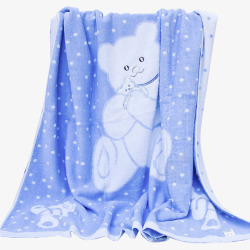 纯棉柔软新生婴儿蓝色小熊纯棉正方形浴巾高清图片