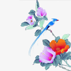 水墨花朵边框中国花鸟画图高清图片