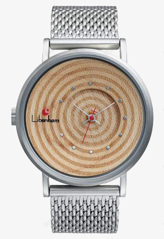 树的年轮手表png免抠素材_新图网 https://ixintu.com 创意手表 年轮图案表盘 手表 指针 树的年轮 银色表链