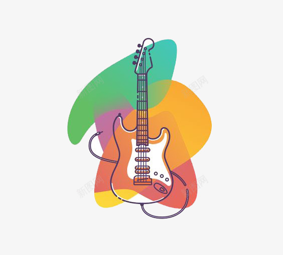 卡通吉他png免抠素材_新图网 https://ixintu.com 创意吉他 吉他免扣PNG 吉他插画 彩色吉他 电吉他 音乐