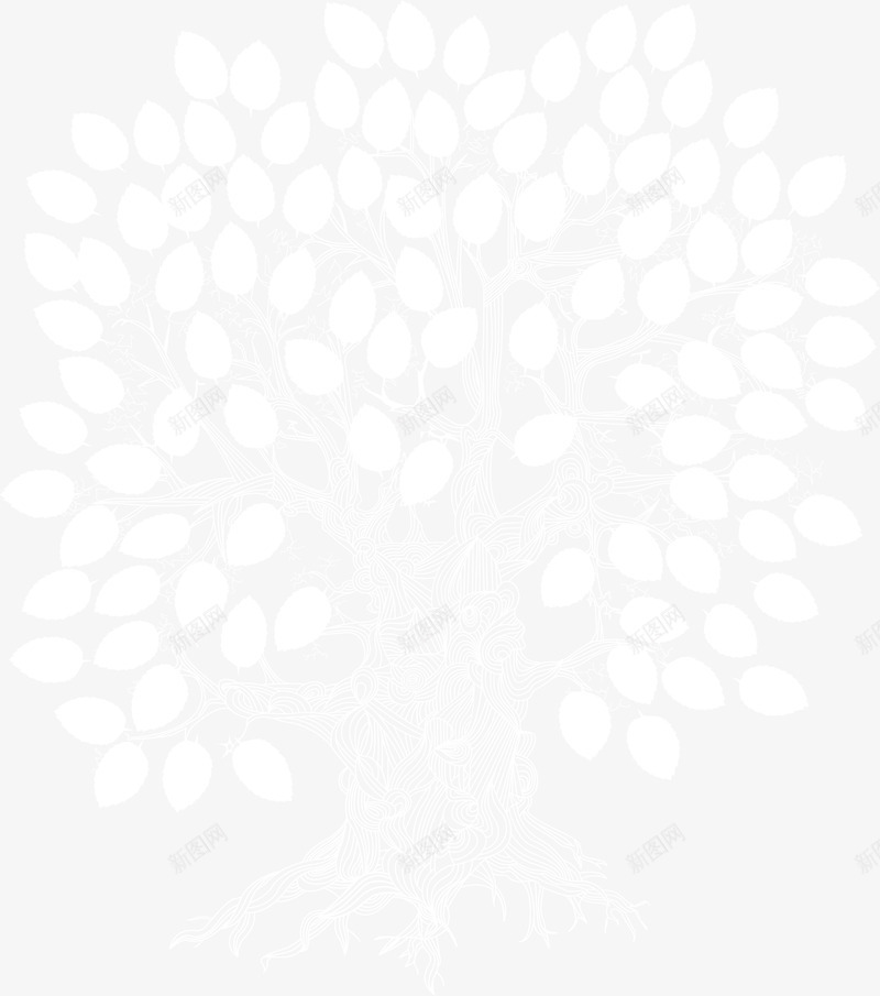 银色签到树png免抠素材_新图网 https://ixintu.com 叶子 矢量树 签到 签到树 银树 银色 银色树