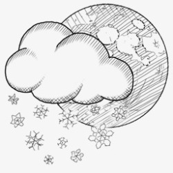 素描地球云朵下雪卡通素材
